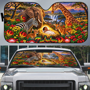 Zimbabwe Christmas Holy Family Auto Sun Shade African Safari Wildlife Savanna Sunset Baby Jesus