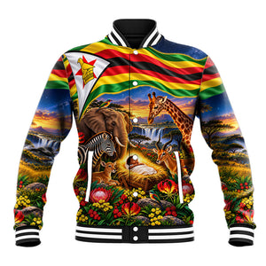 Zimbabwe Christmas Holy Family Baseball Jacket African Safari Wildlife Savanna Sunset Baby Jesus
