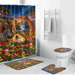 Zimbabwe Christmas Holy Family Bathroom Set African Safari Wildlife Savanna Sunset Baby Jesus