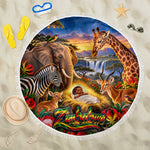 Zimbabwe Christmas Holy Family Beach Blanket African Safari Wildlife Savanna Sunset Baby Jesus
