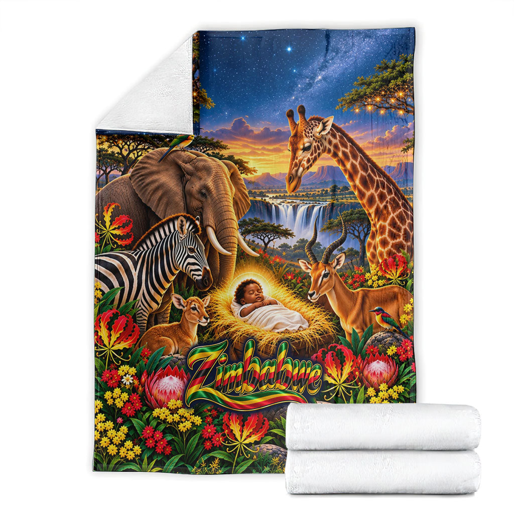 Zimbabwe Christmas Holy Family Blanket African Safari Wildlife Savanna Sunset Baby Jesus
