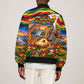 Zimbabwe Christmas Holy Family Bomber Jacket African Safari Wildlife Savanna Sunset Baby Jesus