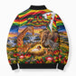 Zimbabwe Christmas Holy Family Bomber Puffer Jacket African Safari Wildlife Savanna Sunset Baby Jesus