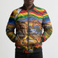 Zimbabwe Christmas Holy Family Bomber Puffer Jacket African Safari Wildlife Savanna Sunset Baby Jesus