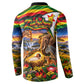 Zimbabwe Christmas Holy Family Button Sweatshirt African Safari Wildlife Savanna Sunset Baby Jesus