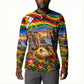 Zimbabwe Christmas Holy Family Button Sweatshirt African Safari Wildlife Savanna Sunset Baby Jesus