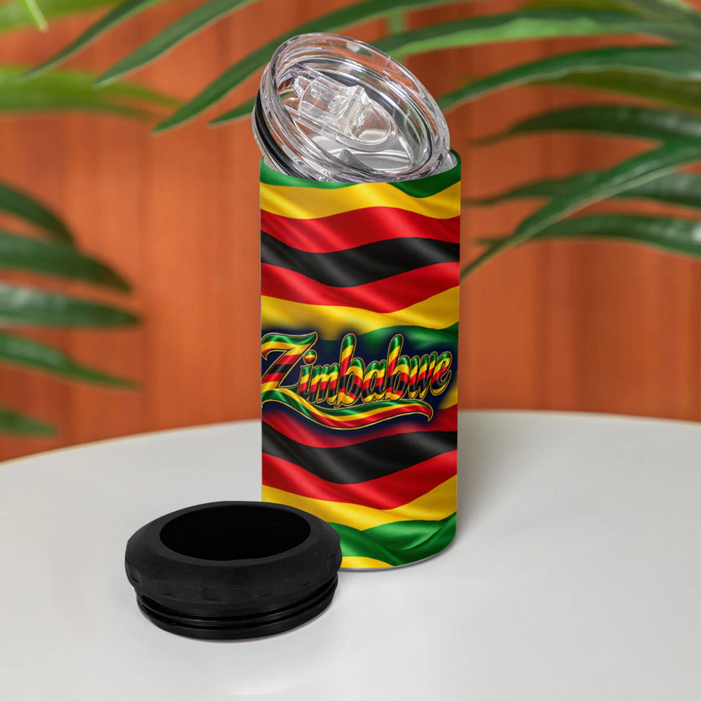 Zimbabwe Christmas Holy Family 4 in 1 Can Cooler Tumbler African Safari Wildlife Savanna Sunset Baby Jesus