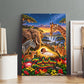 Zimbabwe Christmas Holy Family Canvas Wall Art African Safari Wildlife Savanna Sunset Baby Jesus