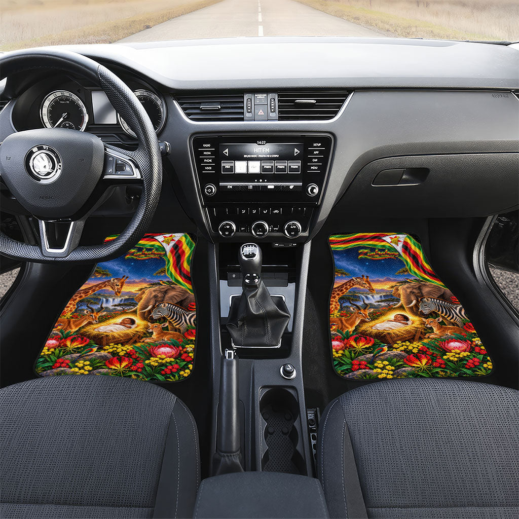 Zimbabwe Christmas Holy Family Car Mats African Safari Wildlife Savanna Sunset Baby Jesus
