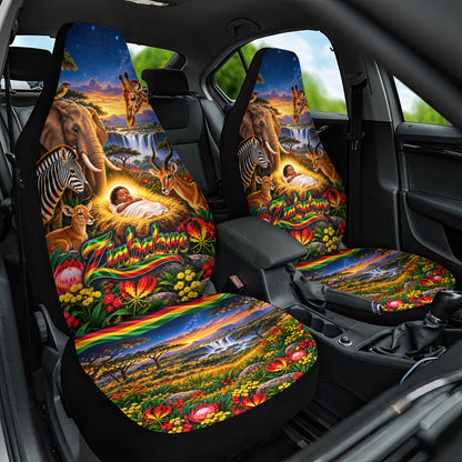 Zimbabwe Christmas Holy Family Car Seat Cover African Safari Wildlife Savanna Sunset Baby Jesus