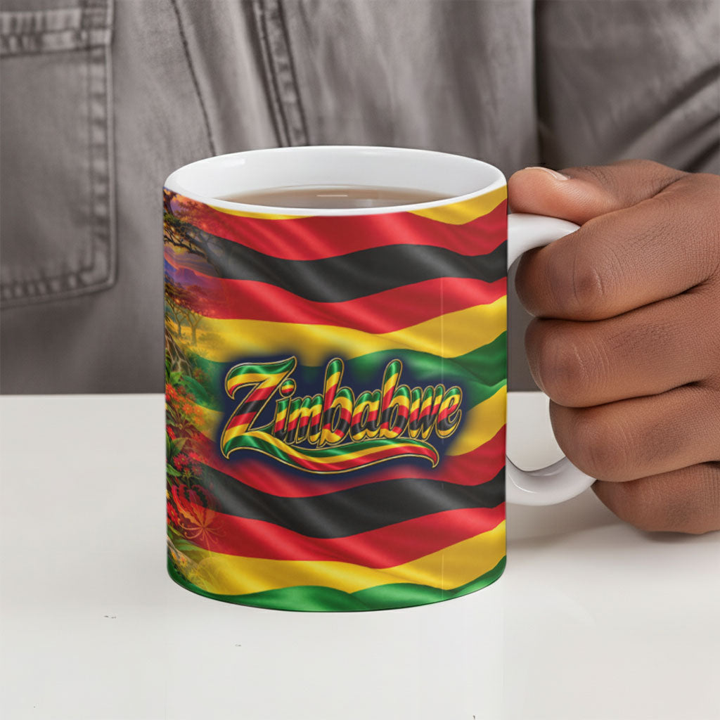 Zimbabwe Christmas Holy Family Ceramic Mug African Safari Wildlife Savanna Sunset Baby Jesus