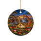 Zimbabwe Christmas Holy Family Ceramic Ornament African Safari Wildlife Savanna Sunset Baby Jesus