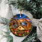 Zimbabwe Christmas Holy Family Ceramic Ornament African Safari Wildlife Savanna Sunset Baby Jesus