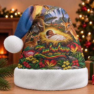 Zimbabwe Christmas Holy Family Christmas Santa Hat African Safari Wildlife Savanna Sunset Baby Jesus
