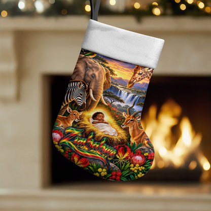 Zimbabwe Christmas Holy Family Christmas Stocking African Safari Wildlife Savanna Sunset Baby Jesus