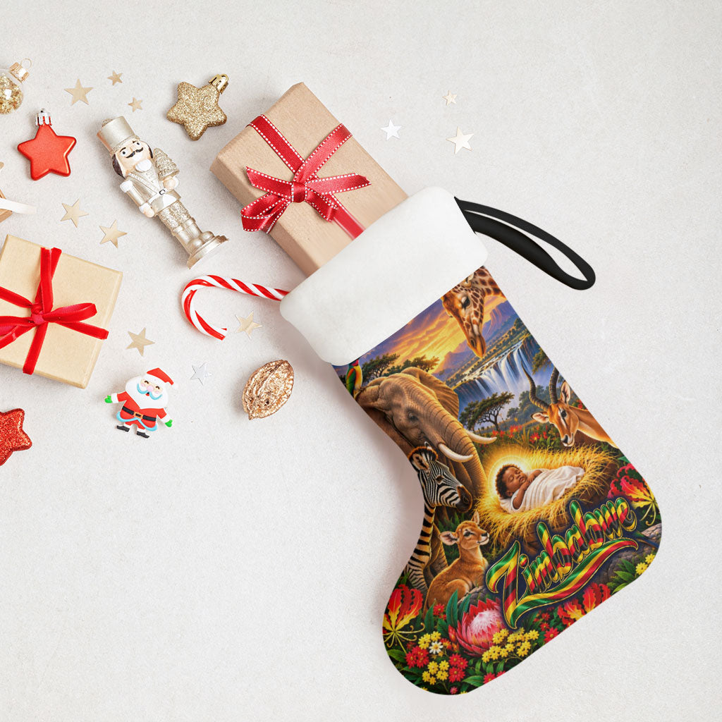 Zimbabwe Christmas Holy Family Christmas Stocking African Safari Wildlife Savanna Sunset Baby Jesus