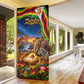 Zimbabwe Christmas Holy Family Door Cover African Safari Wildlife Savanna Sunset Baby Jesus