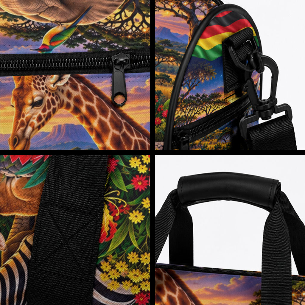 Zimbabwe Christmas Holy Family Duffle Bag African Safari Wildlife Savanna Sunset Baby Jesus