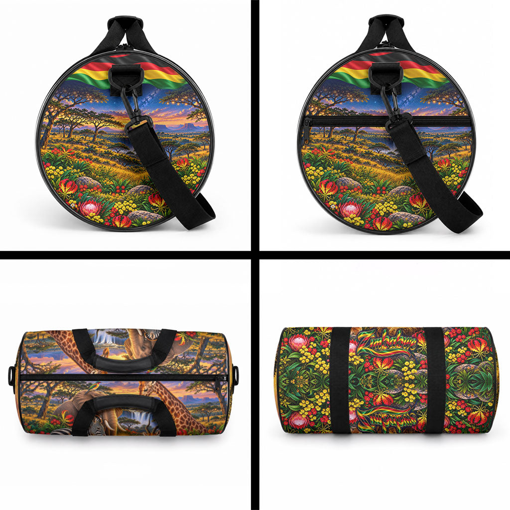 Zimbabwe Christmas Holy Family Duffle Bag African Safari Wildlife Savanna Sunset Baby Jesus