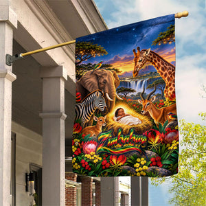 Zimbabwe Christmas Holy Family Garden Flag African Safari Wildlife Savanna Sunset Baby Jesus