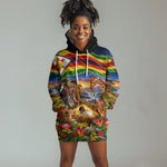 Zimbabwe Christmas Holy Family Hoodie Dress African Safari Wildlife Savanna Sunset Baby Jesus