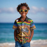 Zimbabwe Christmas Holy Family Kid Hawaiian Shirt African Safari Wildlife Savanna Sunset Baby Jesus