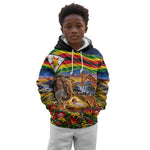Zimbabwe Christmas Holy Family Kid Hoodie African Safari Wildlife Savanna Sunset Baby Jesus