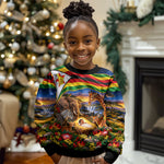 Zimbabwe Christmas Holy Family Kid Ugly Christmas Sweater African Safari Wildlife Savanna Sunset Baby Jesus