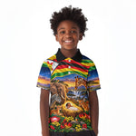 Zimbabwe Christmas Holy Family Kid Polo Shirt African Safari Wildlife Savanna Sunset Baby Jesus