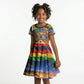 Zimbabwe Christmas Holy Family Kid Short Sleeve Dress African Safari Wildlife Savanna Sunset Baby Jesus