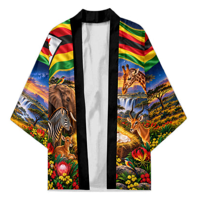 Zimbabwe Christmas Holy Family Kimono African Safari Wildlife Savanna Sunset Baby Jesus