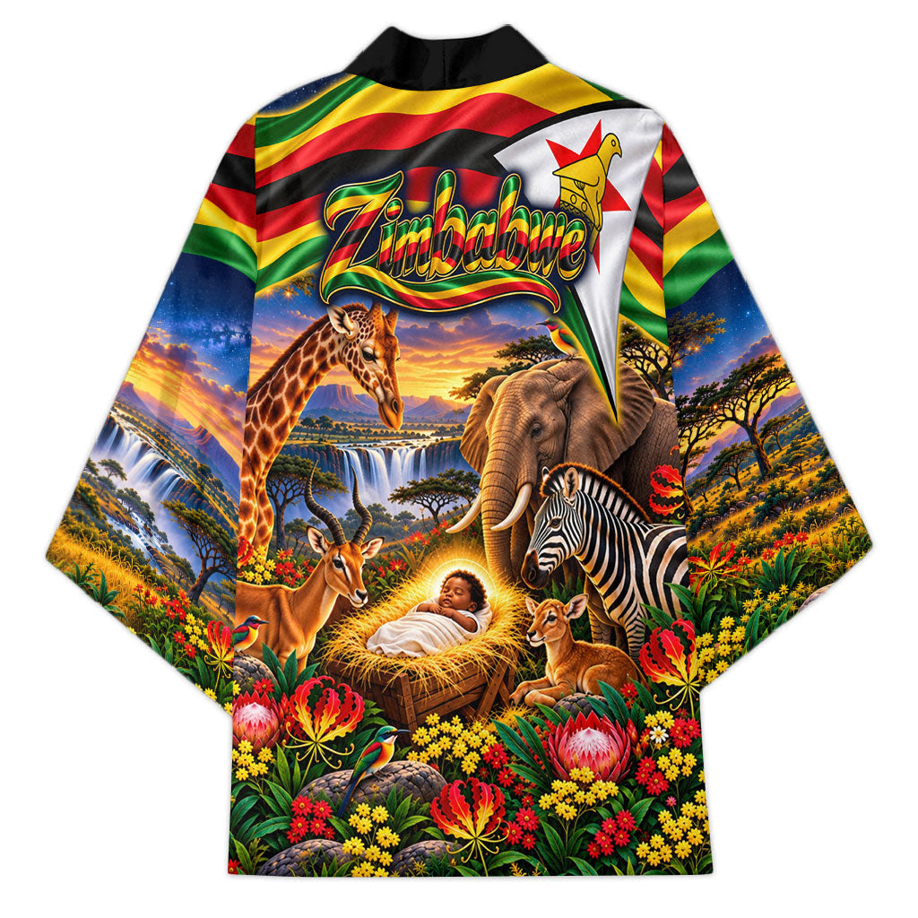 Zimbabwe Christmas Holy Family Kimono African Safari Wildlife Savanna Sunset Baby Jesus