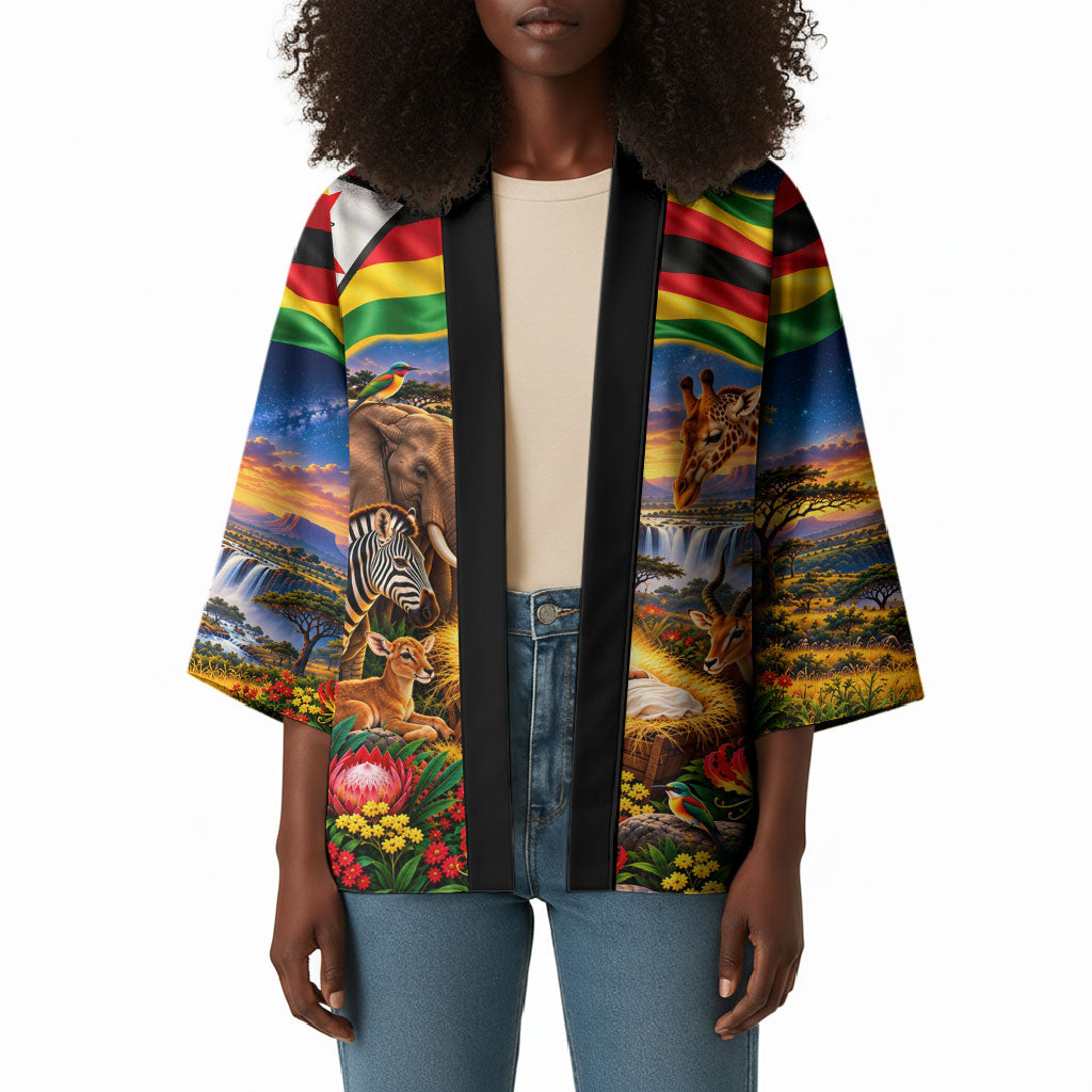 Zimbabwe Christmas Holy Family Kimono African Safari Wildlife Savanna Sunset Baby Jesus