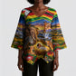 Zimbabwe Christmas Holy Family Kimono Sleeve Blouse African Safari Wildlife Savanna Sunset Baby Jesus