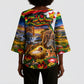 Zimbabwe Christmas Holy Family Kimono Sleeve Blouse African Safari Wildlife Savanna Sunset Baby Jesus