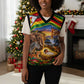 Zimbabwe Christmas Holy Family Christmas Knitted V-Neck Vest African Safari Wildlife Savanna Sunset Baby Jesus