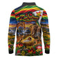Zimbabwe Christmas Holy Family Long Sleeve Polo Shirt African Safari Wildlife Savanna Sunset Baby Jesus