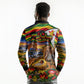 Zimbabwe Christmas Holy Family Long Sleeve Polo Shirt African Safari Wildlife Savanna Sunset Baby Jesus