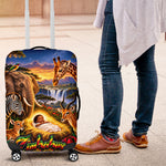 Zimbabwe Christmas Holy Family Luggage Cover African Safari Wildlife Savanna Sunset Baby Jesus
