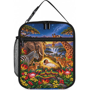 Zimbabwe Christmas Holy Family Lunch Bag African Safari Wildlife Savanna Sunset Baby Jesus