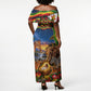 Zimbabwe Christmas Holy Family Off Shoulder Maxi Dress African Safari Wildlife Savanna Sunset Baby Jesus