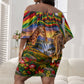 Zimbabwe Christmas Holy Family Off Shoulder Short Dress African Safari Wildlife Savanna Sunset Baby Jesus