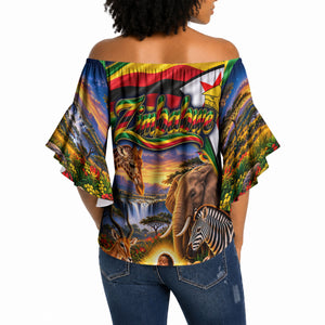 Zimbabwe Christmas Holy Family Off Shoulder Wrap Waist Top African Safari Wildlife Savanna Sunset Baby Jesus