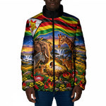 Zimbabwe Christmas Holy Family Padded Jacket African Safari Wildlife Savanna Sunset Baby Jesus