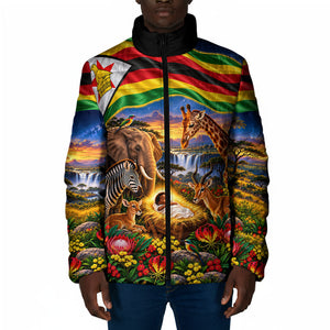 Zimbabwe Christmas Holy Family Padded Jacket African Safari Wildlife Savanna Sunset Baby Jesus