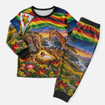 Zimbabwe Christmas Holy Family Christmas Pajama Set African Safari Wildlife Savanna Sunset Baby Jesus