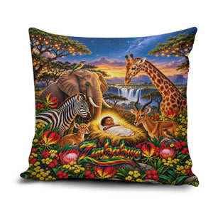 Zimbabwe Christmas Holy Family Pillow Cover African Safari Wildlife Savanna Sunset Baby Jesus