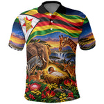 Zimbabwe Christmas Holy Family Polo Shirt African Safari Wildlife Savanna Sunset Baby Jesus