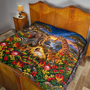 Zimbabwe Christmas Holy Family Quilt African Safari Wildlife Savanna Sunset Baby Jesus