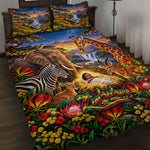 Zimbabwe Christmas Holy Family Quilt Bed Set African Safari Wildlife Savanna Sunset Baby Jesus